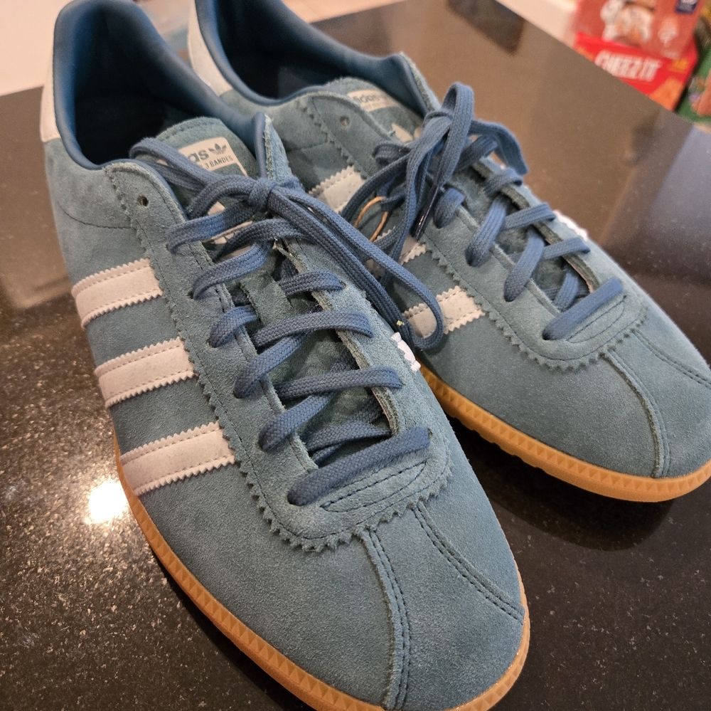 Adidas Men's Teal and White Sneakers
